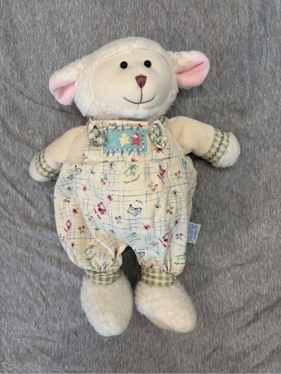 Eden Other - Vintage Eden Way Back When Lamb 14" Plushie w/ Illustrated Tee & Overalls EUC